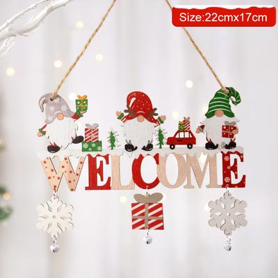 Multicon Wholesale Hub Merry Christmas Gnome Santa Claus, Wooden Hanging Ornament, Decoration For Home Door, Tree Pendants 1
