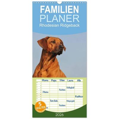 Familienplaner 2026 - Rhodesian Ridgeback 2026 mit 5 Spalten (Wandkalender, 21 x 45 cm) CALVENDO