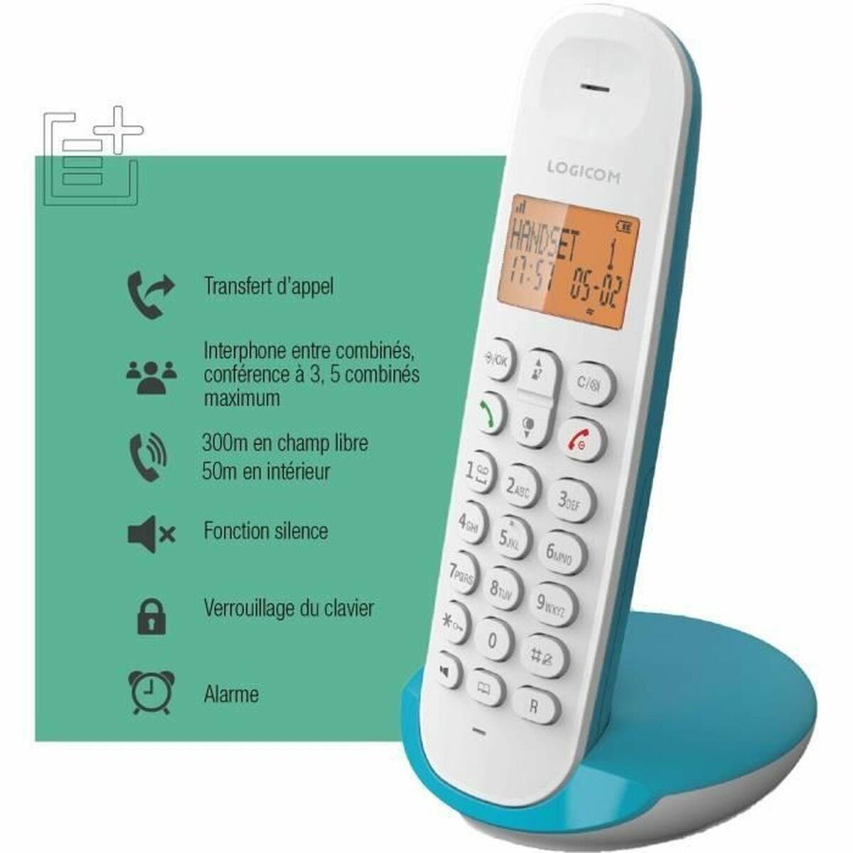 Logicom DECT ILOA 150 SOLO vaste telefoon, turquoise