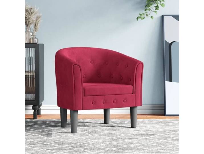 Fauteuil cabriolet rouge bordeaux velours 356475