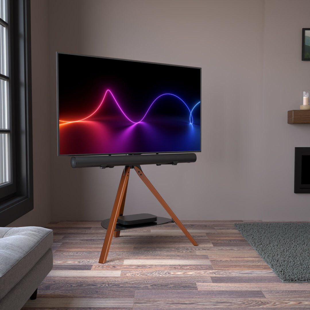George Oliver Catasauqua Tripod TV Stand with Soundbar Holder for TVs up to 70" Dark Wood 70"