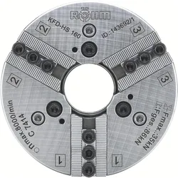 Röhm, Zubehör Maschine, Kraftspannfutter KFD-HS 140, 3-Backen, Spitzverzahnung 90°, ISO 702-I