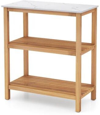 Costway 3-Tier Garden Potting Bench Table with Marble-Like Countertop