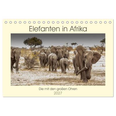 Elefanten in Afrika - Die mit den großen Ohren (Tischkalender 2027 DIN A5 quer), CALVENDO Monatskalender