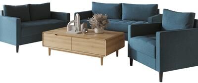 CraftPorch Contemporary Minimalist Linen Upholstered 3-Piece Living Room Set