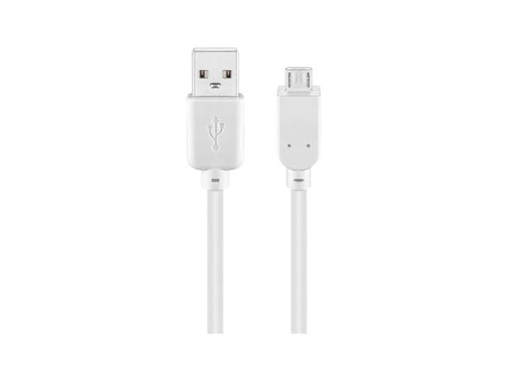 goobay 95143 Micro USB Hi-Speed datakabel & oplaadkabel kabel, USB 2.0-stekker (type A) > USB 2.0 micro-stekker (type B), wit, 1,8m