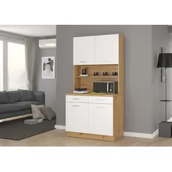 Buffet Küche Mario 100cm Küchenzeile Küchenblock Einbauküche Weiss Eiche Artisan