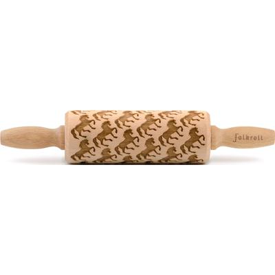 Teigroller FOLKROLL "3D-Motiv-Teigrolle", braun, L:23cm, Massivholz, Teigroller, Pferde
