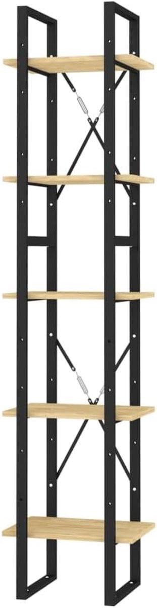 Industriële Ladder Boekenkast met Verstelbare Planken - Zwart Bruin - Hoogte: 105 cm