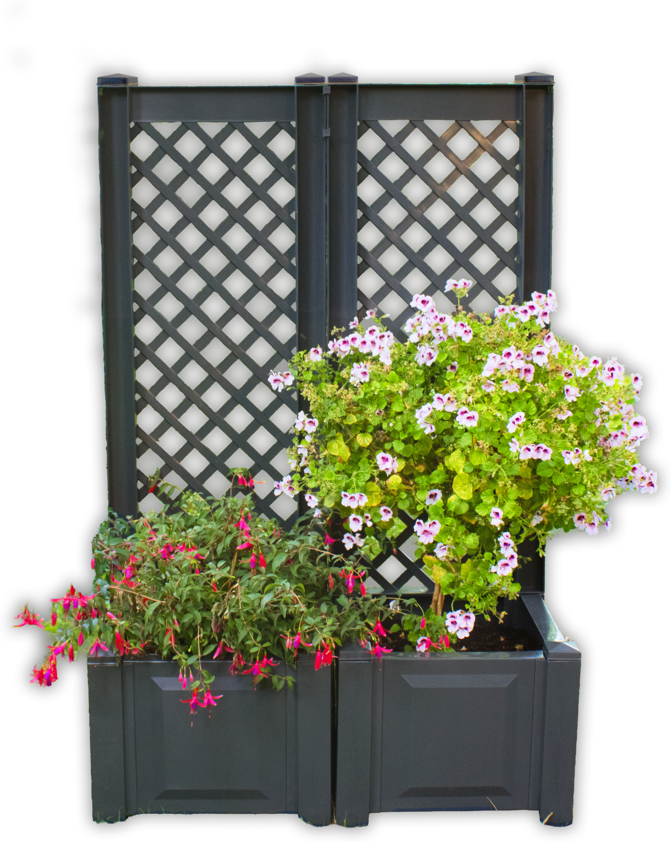 Spalier KHW, grau (anthrazit), B:86cm H:140cm T:43cm, Kunststoff, Rankhilfen, Spalier, mit Pflanzkasten, BxTxH: 43x43x140 cm