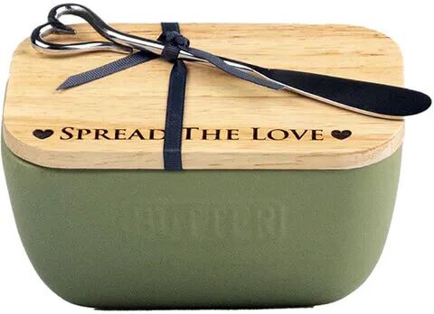 Selbrae House Just Slate Company Spread Selbrae House Love Sage Green Butter Dish & Knife Set