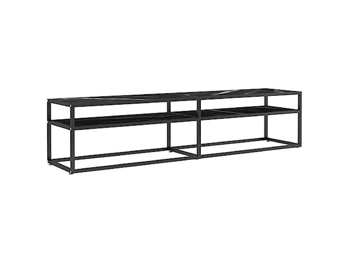 vidaXL TV Schrank Lowboard TV Möbel Tisch Board Sideboard Fernsehtisch Fernsehschrank HiFi-Schrank Schwarz Marmor-Optik 180x40x40,5cm Hartglas