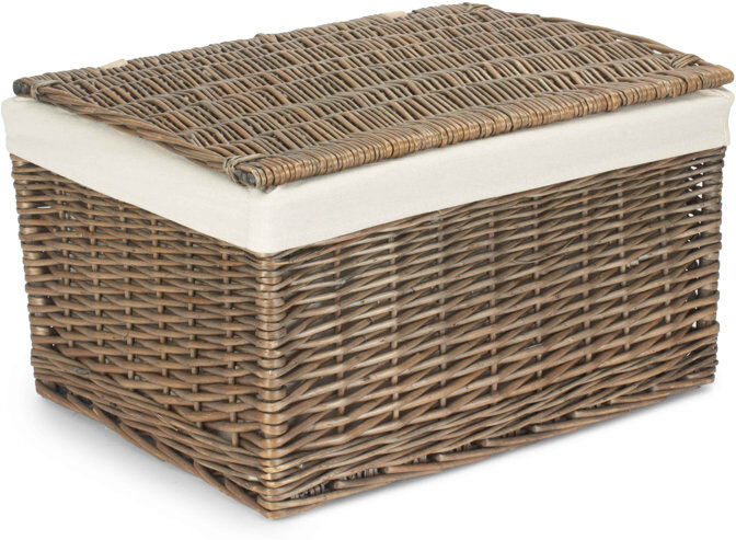 August Grove Wicker Extra Large Lined Storage Hamper Basket Antique Wash/White