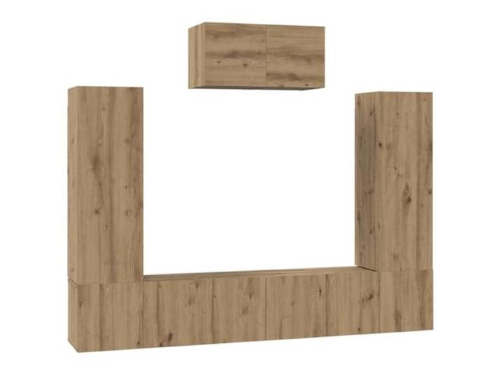 Favemtsl TV-Schrank Set 7-Teilig Wandmontiert Artisan-Eiche Holzwerkstoff Schwebende Lowboards schaffen Bodenfreiheit im Wohnzimmer & Schlafzimmer. Flexibel kombinierbar mit viel Stauraum.