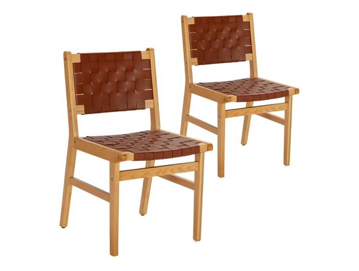 Pack de 2 chaises Kurt Marron en cuir recyclé
