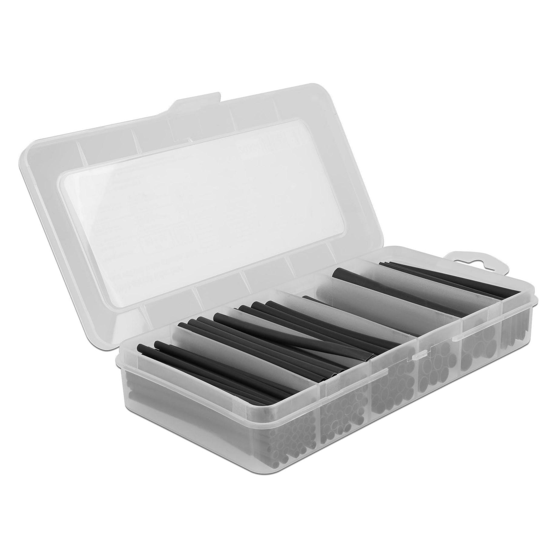 Delock Schrumpfschlauch 116-teilig Sortimentsbox, schwarz (116x) (20734)