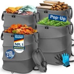KESSER® Pop-Up-Gartensack Laubsack Gartenabfallsack inkl. Handschuhe   Selbststehend mit Griffen Stabil Robust & Faltbar   Laubsäcke Rasenschnitt Gartensäcke für Gartenabfälle Grünschnitt