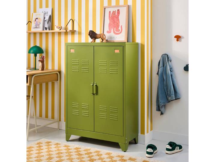LA REDOUTE Armoire basse 2 portes en métal acier, HIBA Vert Kaki