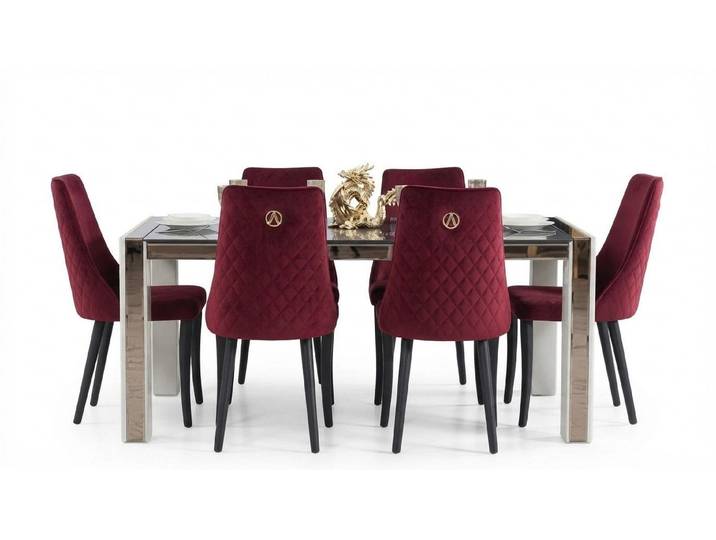 Xlmoebel Essgruppe Design Luxus Tisch mit 6 italienischen Stühlen und Lehnstuhl, (Essgruppe, 7-tlg., Tisch mit 6 Stühlen), Made in Europa