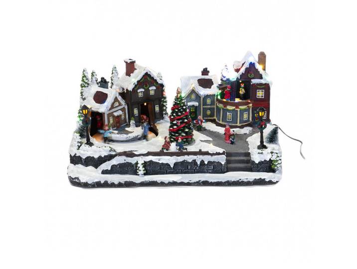 Fééric Lights and Christmas Weihnachtsdorf mit Beleuchtung 45/20,5/29,5 cm, Mehrfarbig, Kunststoff, 20.5x29.5x45 cm, Dekoration, Weihnachtsdekoration