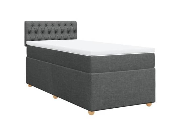 PUGYNBK Boxspringbett für Einzelbett, mit Matratze aus dunkelgrauem Stoff Taschenfederkerne, waschbarer Matratzenschoner, Folie inklusive, atmungsaktives Polyester