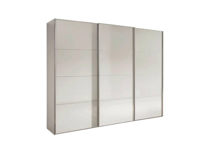 Chameo Schwebetürenschrank, Champagner, Glas, 9 Fächer, 250x236x67 cm, Schlafzimmer, Kleiderschränke, Schwebetürenschränke
