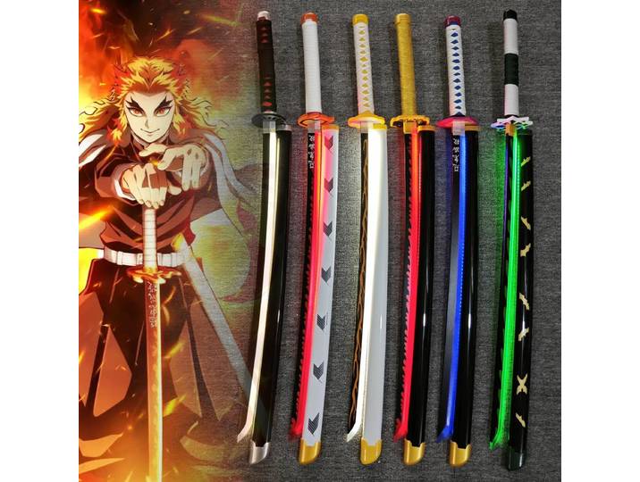31/40 pouces lueur démon Slayer Katana épée lumineuse lumière LED Kyoujurou Anime Cosplay accessoire réel japonais Katana samouraï Lightsabre
