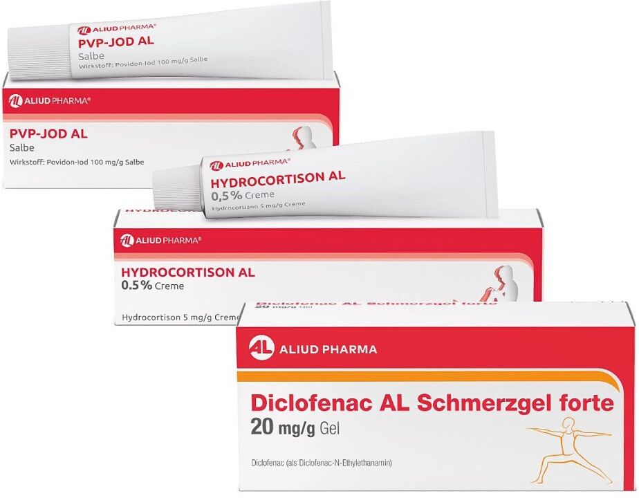 AL Aliud Pharma Aliud Wanderset mit Schmerzgel + Creme + Salbe