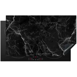 HERDABDECKPLATTE Marmor - Schwarz - Weiß - Textur - Marmoroptik Induktionsschutz 89.6x51.6 cm