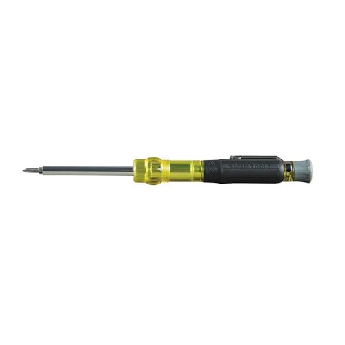 Klein Tools 32613 Precisie HVAC 3-in-1 Pocket Schroevendraaier met Schrader Bit, Geel/Zwart