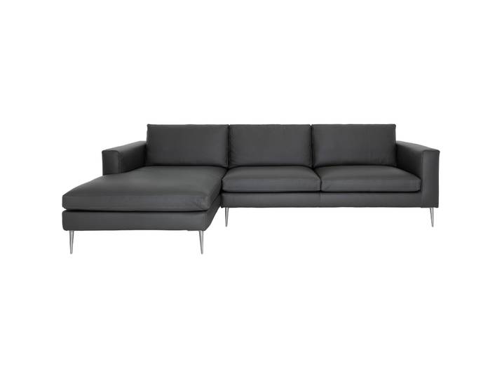 Massimo Divani Ecksofa Lorenzo Echtleder Dunkelgrau B 279 T 104 cm - Ecksofa