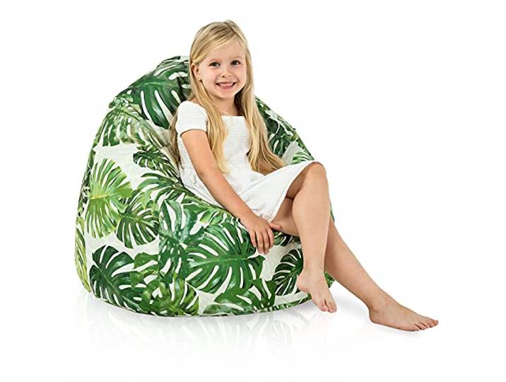 Italpouf Kindersitzsack L, Sitzkissen, Indoor & Outdoor, Sitzsack Sessel für Kinder, EPS Perlen Füllung, Abnehmbarer Bezug, Wasserdicht, Zertifiziert, Dschungel