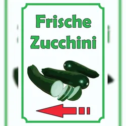 HB-Druck Frische Zucchini Schild Hochkant mit Pfeil links A4 (210x297mm)
