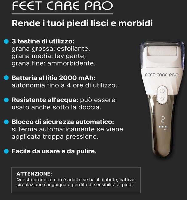 MACOM Pedicure Elettrico Ricaricabile Feet Care Pro-bianco
