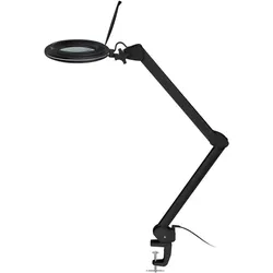 Kaltlicht LED Lupenleuchte mit Tischklemme, Helligkeit und Lichtfarbe einstellbar, 10W, schwarz