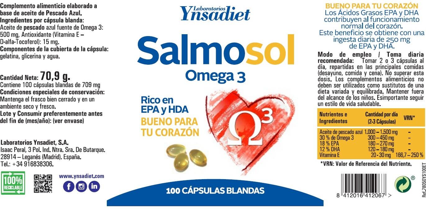 Ynsadiet Salmosol Omega 3 100 Perlas