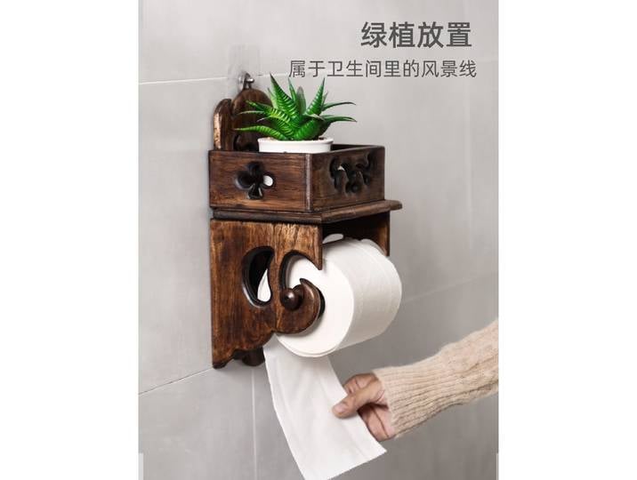 Porte-mouchoirs vintage en bois massif, support de rangement pour papier toilette, boîte à mouchoirs, porte-rouleau de papier toilette, porte-papier toilette wi