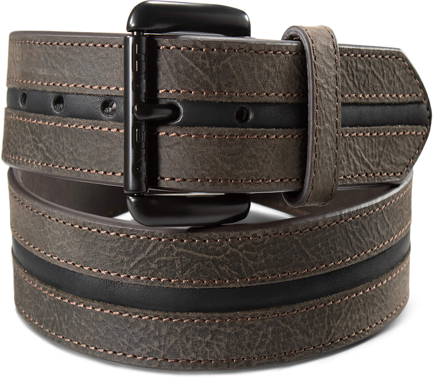 Men's Work Center Inlay Belt in Brown Leather, Size: 44 by Ariat