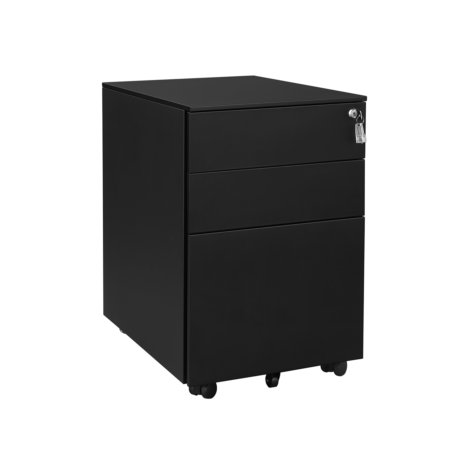 SONGMICS Rollcontainer 3 Schubladen Schwarz B34OFC60BK