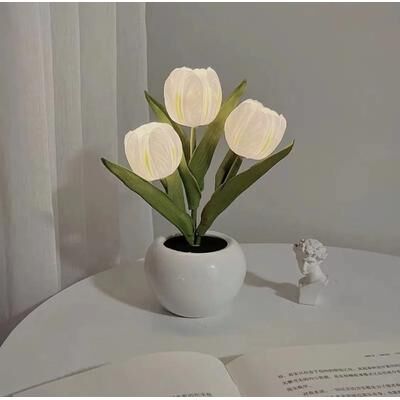 Uplift Picks Romantic LED Tulip Flower Lamp Creates Soft Everlasting Bedroom Ambiance Glow white battery