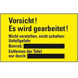 Schild I Schultafellack-Schild Vorsicht! Es wird ...!, gelb/schwarz, Kunststoff, 300x200mm