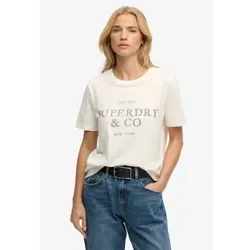 Superdry für Damen. W1011853A Luxe-T-Shirt cremeweiß (M), Lässig, Baumwolle, Kurzarm