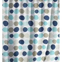 KS Handel 24 Textil Duschvorhang Punkte Blau Beige 240x180 cm, inkl. Duschvorhangringe inkl. Beschwerung