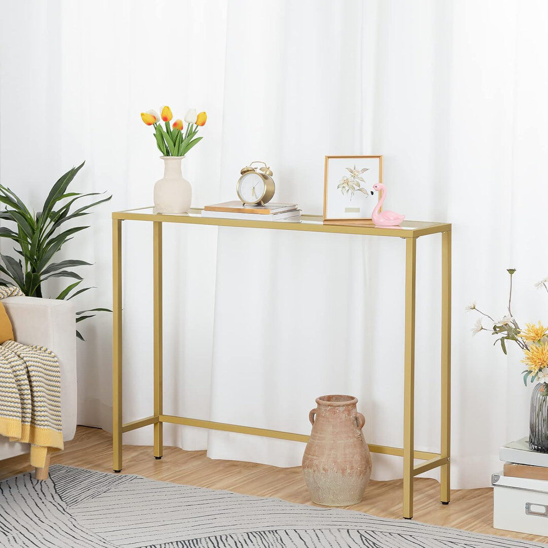 Fairmont Park Sirine 100 Console Table With Tempered Glass Top Gold