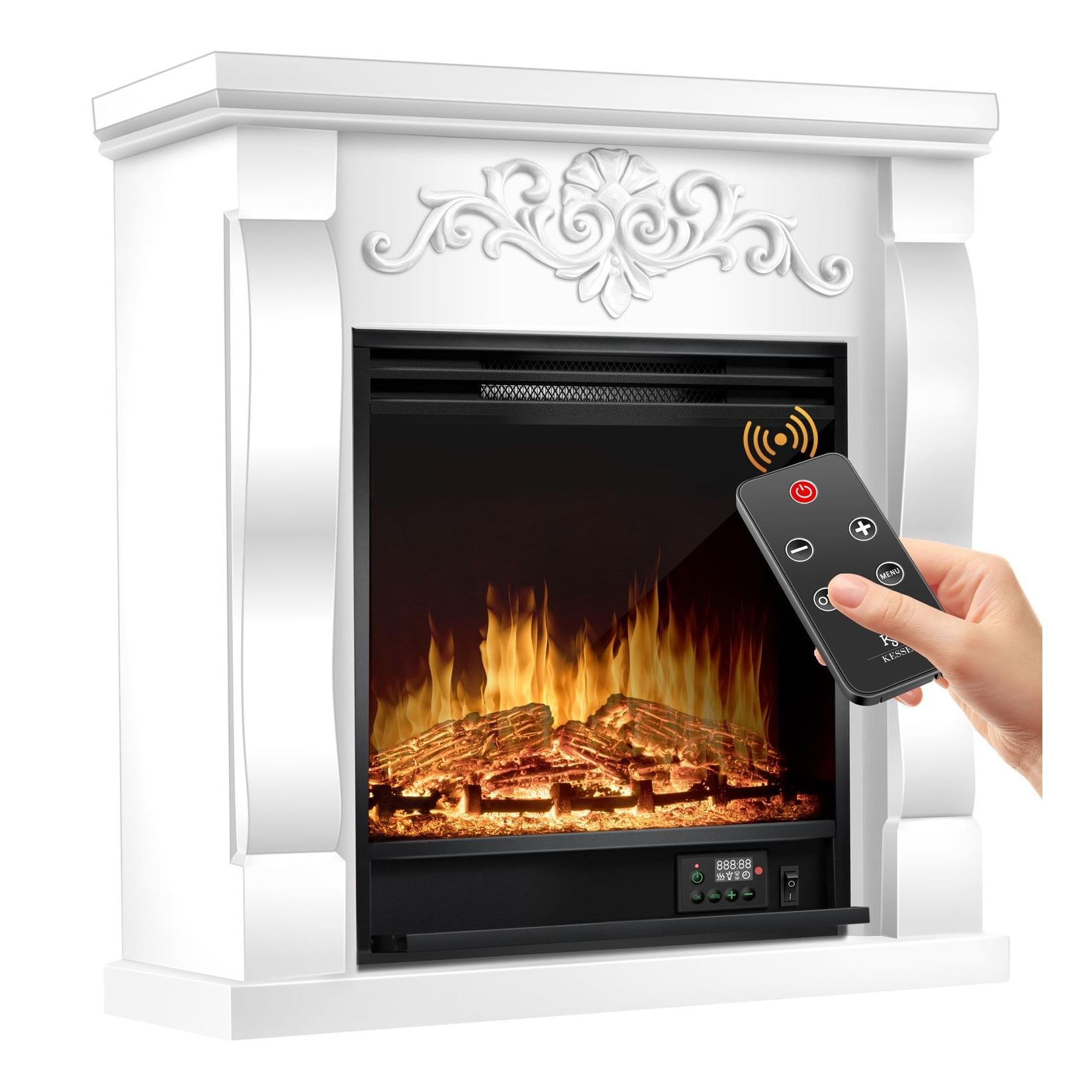 KESSER® Elektrokamin Standkamin - Kamin elektrisch mit LED 3D-Flammeneffekt, Mit Heizung Heizfunktion, Elektro Kamin mit 1800W Leistung, Wochentimer, Thermostat, Fernbedienung, dimmbar