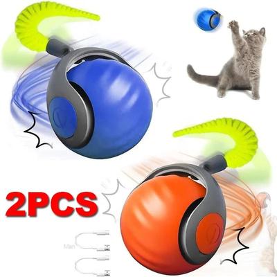 Inspired Finds Speedy Tail 2.0 Smart Interactive Rolling Cat Ball With Motion Activation twin Spin Balls