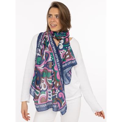 Schal ZWILLINGSHERZ "Flower Paisley", Damen, grün, Web, Obermaterial: 100% Polyester, Modetücher Schal, farbenfroh, transparent, mit Schriftzug