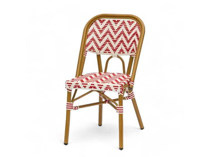 Chaise de terrasse ALMA - Tressage rouge et blanc