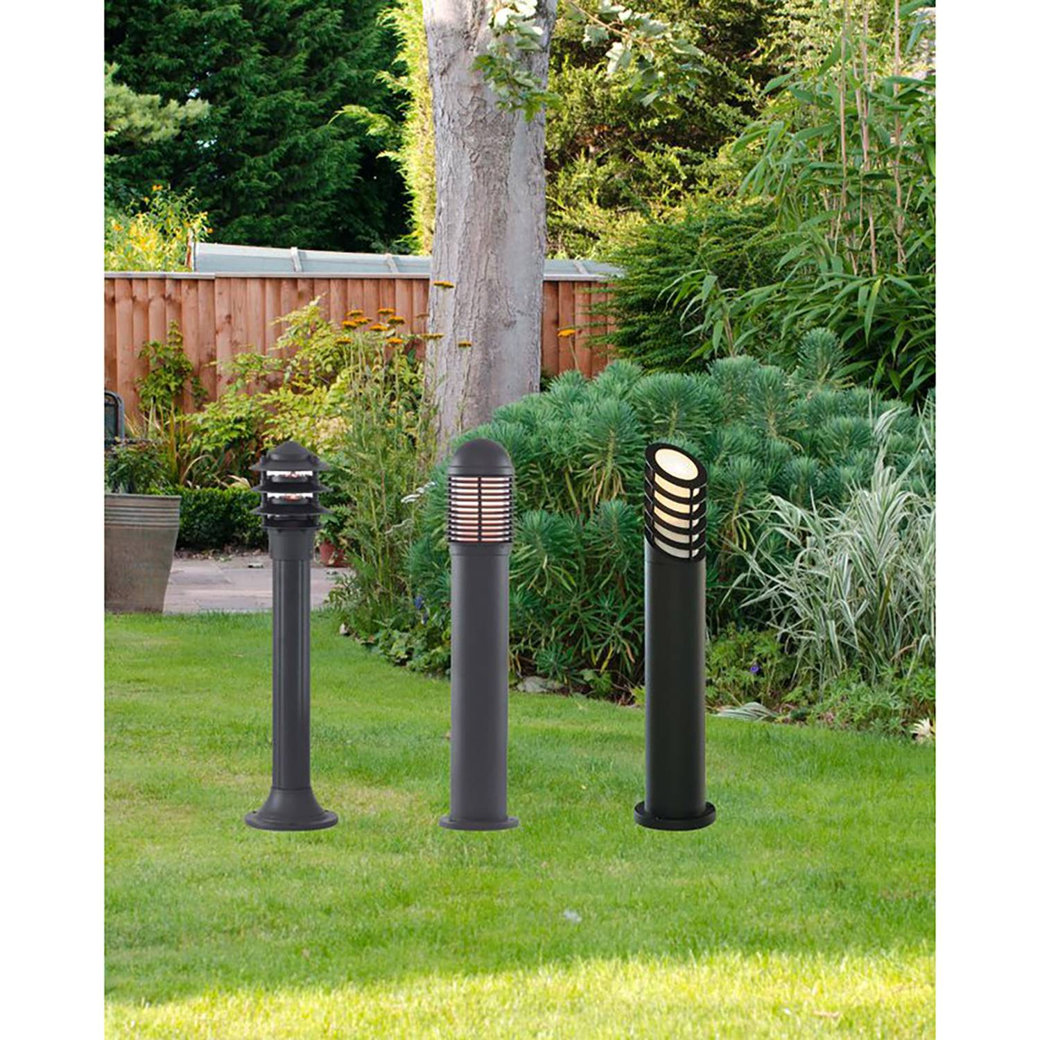 Searchlight Posts Grid staande tuinlamp zwart B/D/H: 16 x 16 x 73 cm