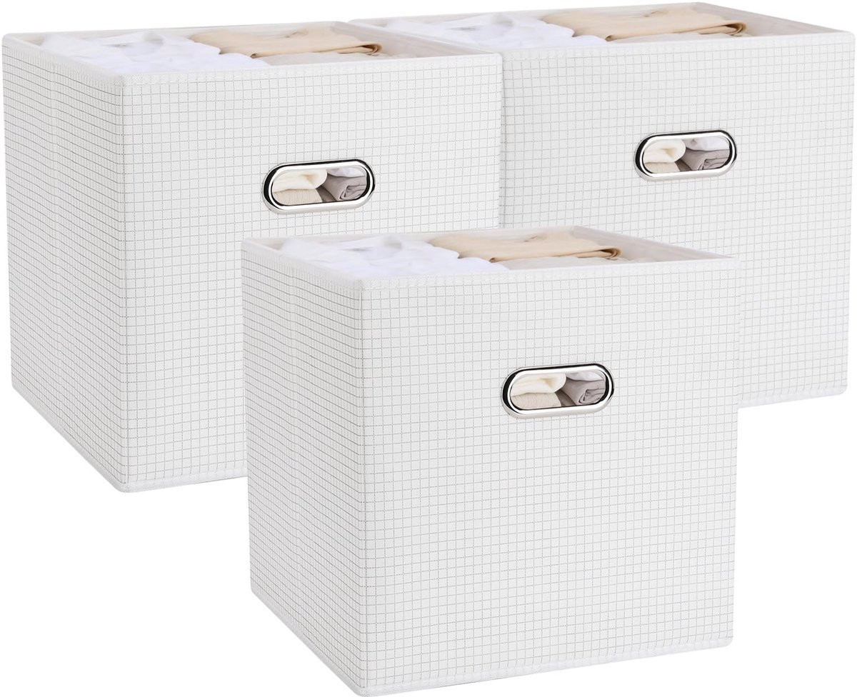 Set van 3 inklapbare stoffen opbergkubussen voor kastorganisatie, 31 cm